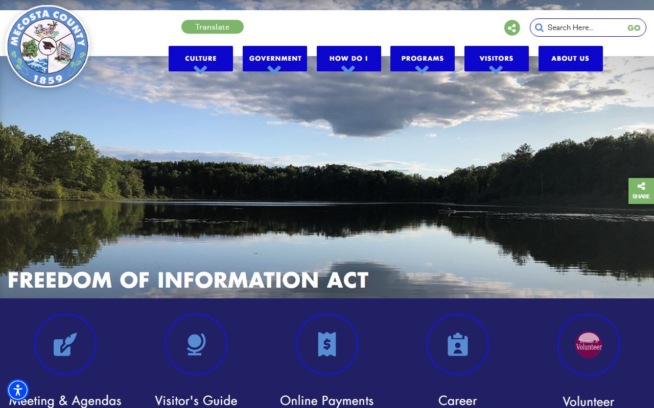 Mecosta County FOIA request page for public records not held by the County Clerk