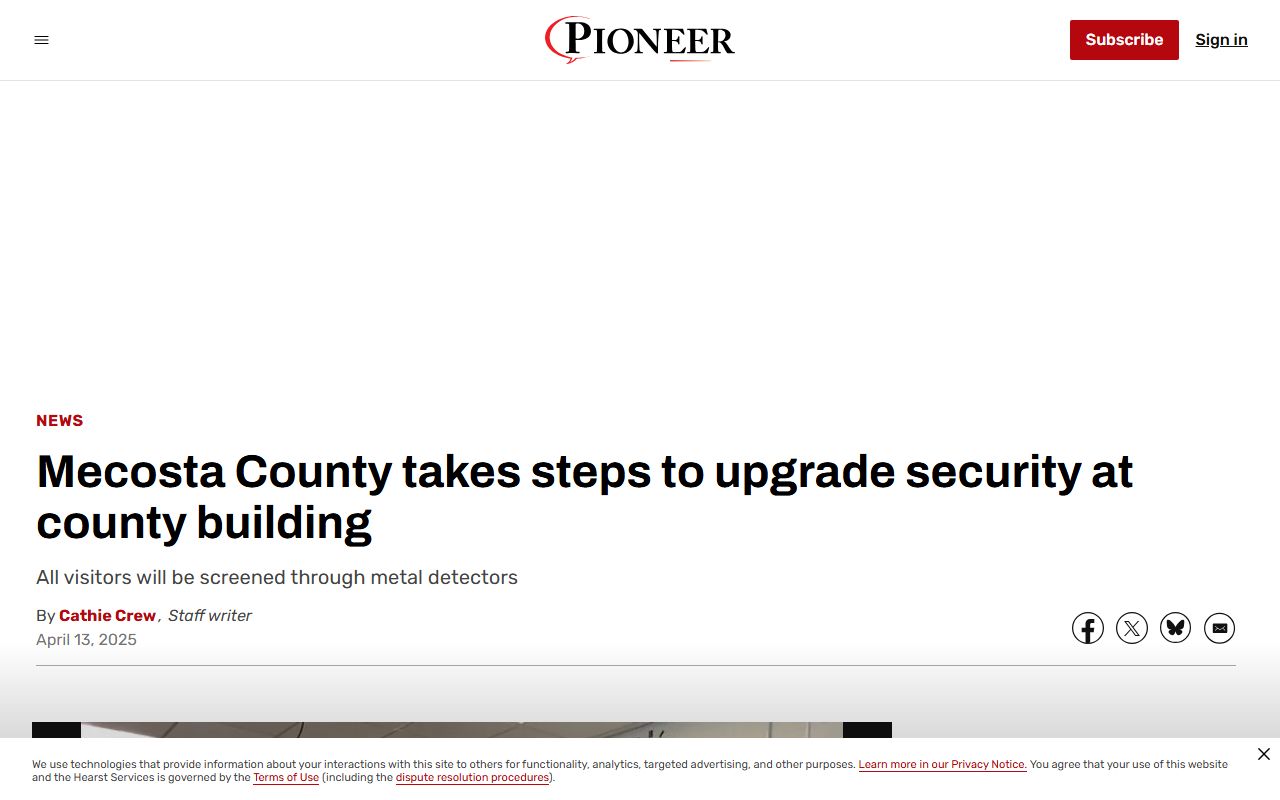 News report on Mecosta County building security update for court records visitors