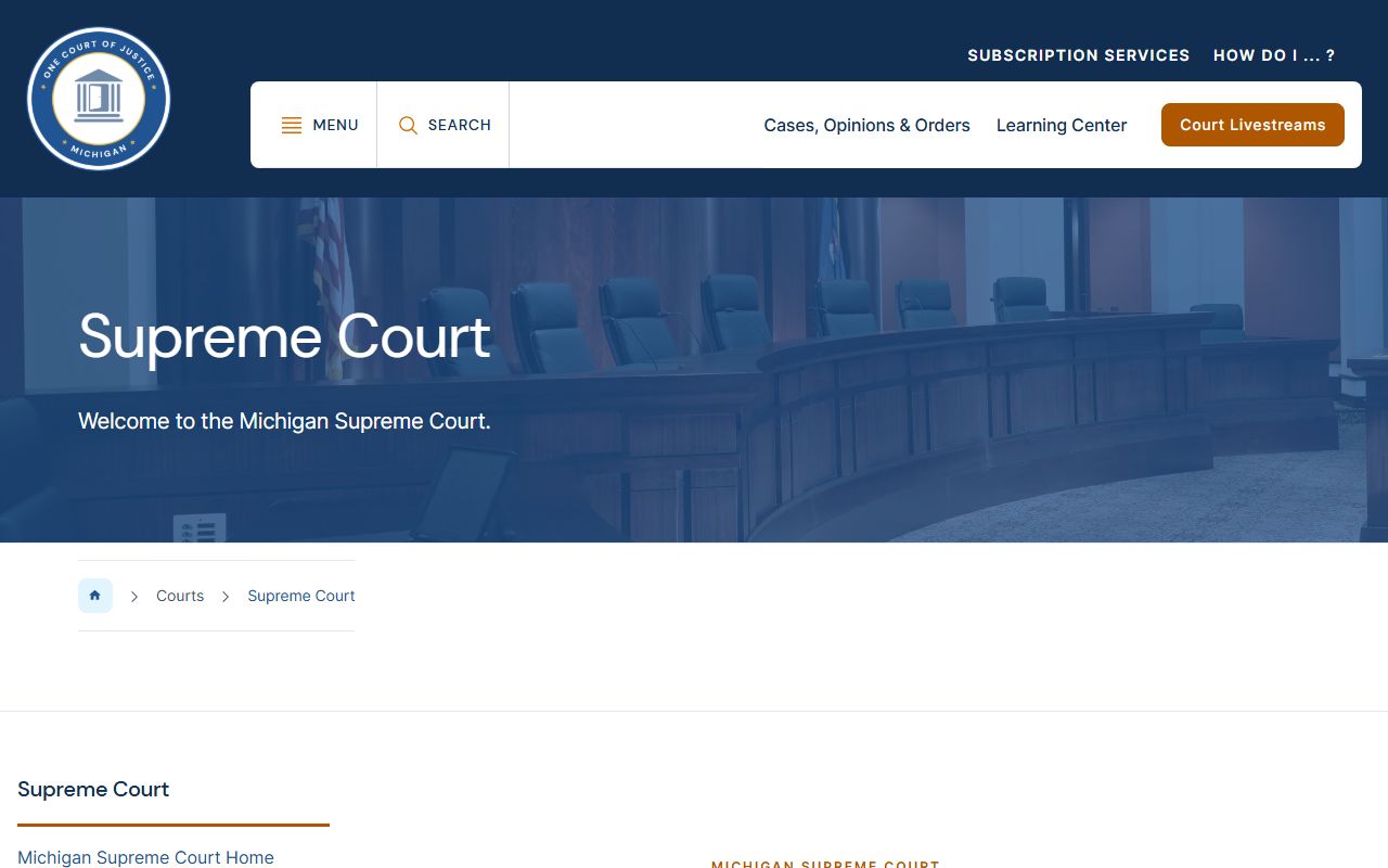 Michigan Supreme Court page for Mecosta County court records appeals