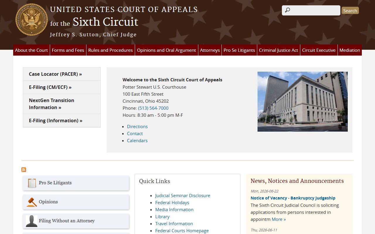 Mecosta County probate records reference to the U.S. Court of Appeals for the Sixth Circuit