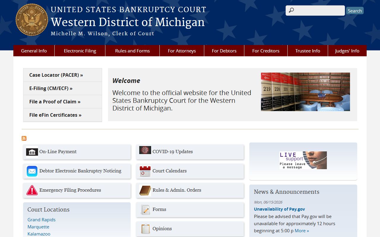 Mecosta County probate records guidance pointing to the Western District of Michigan bankruptcy court