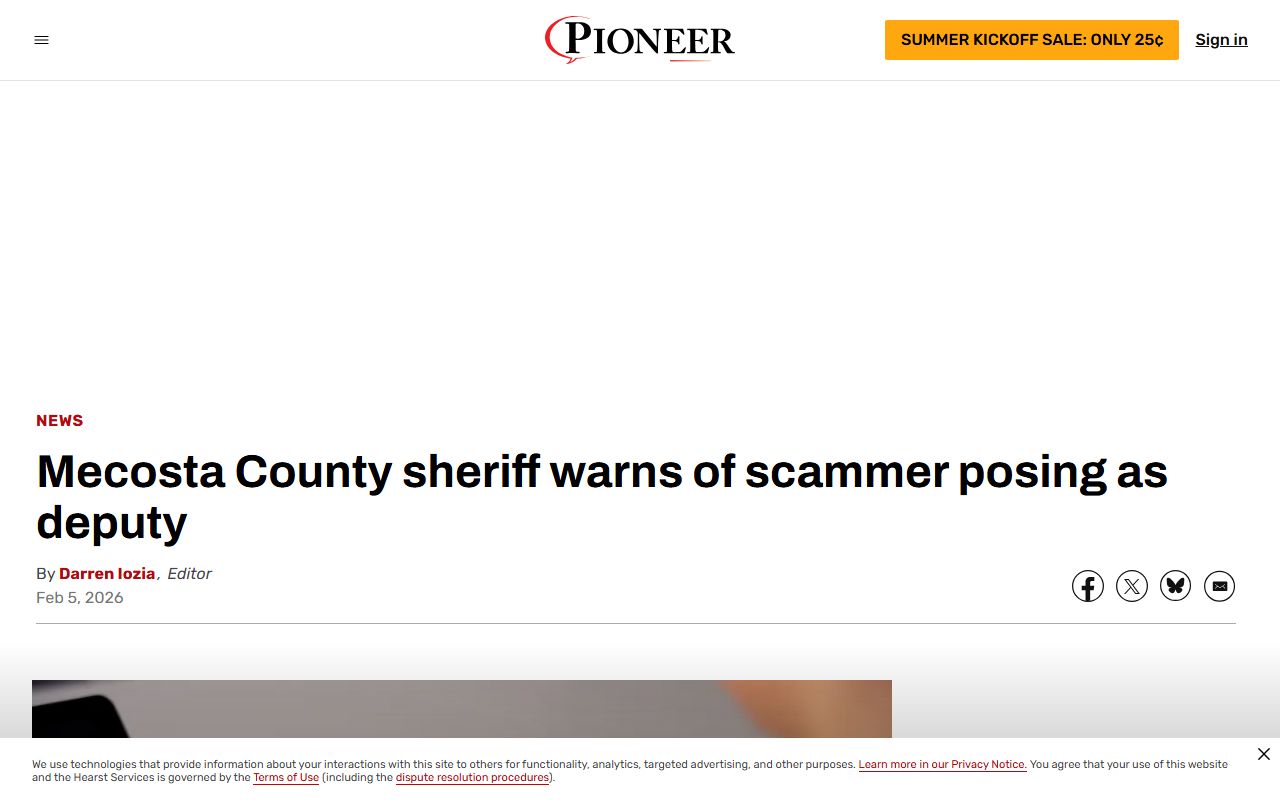 Mecosta County warrant records sheriff scam warning about fake warrant and jury-duty calls